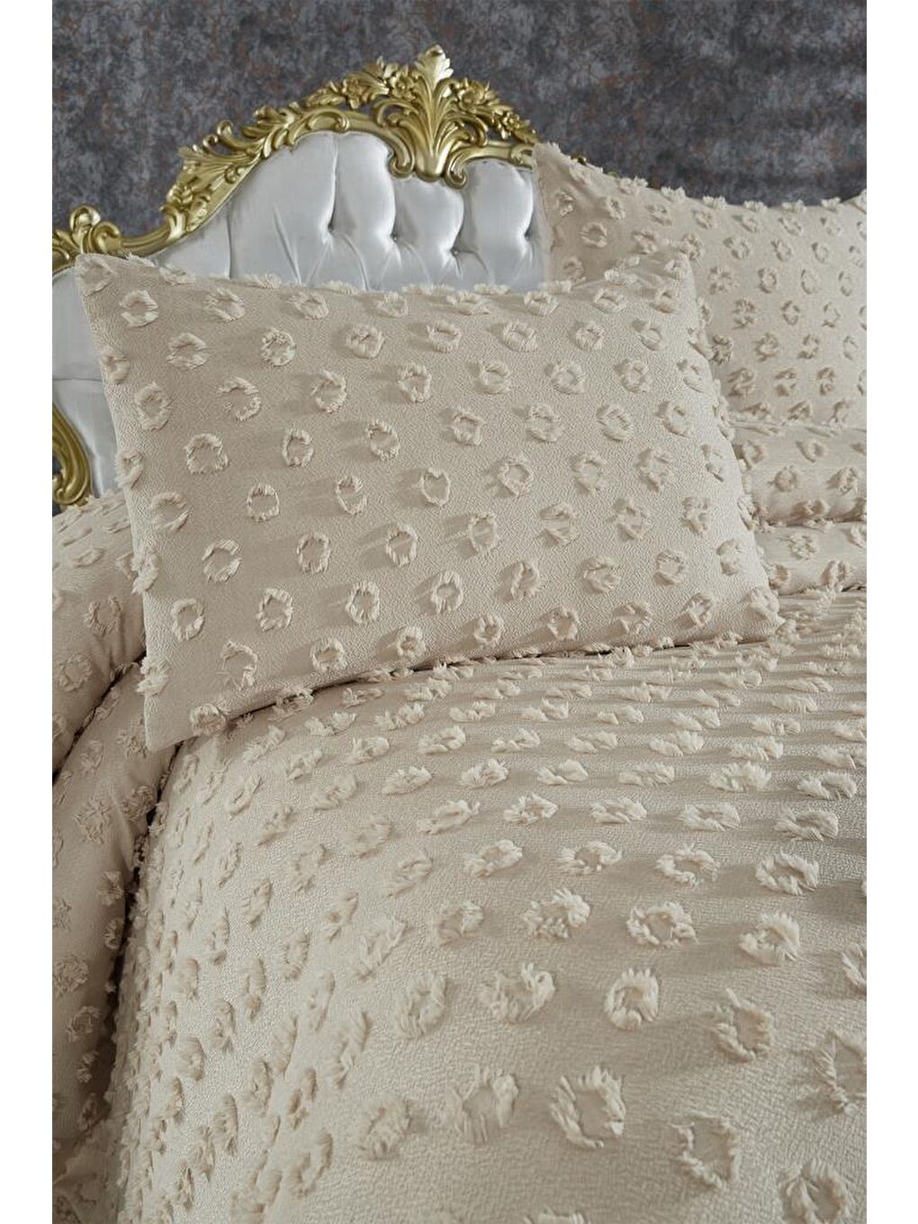 Konik 3 Parça Çift Kişilik Pike Takımı Bej-4