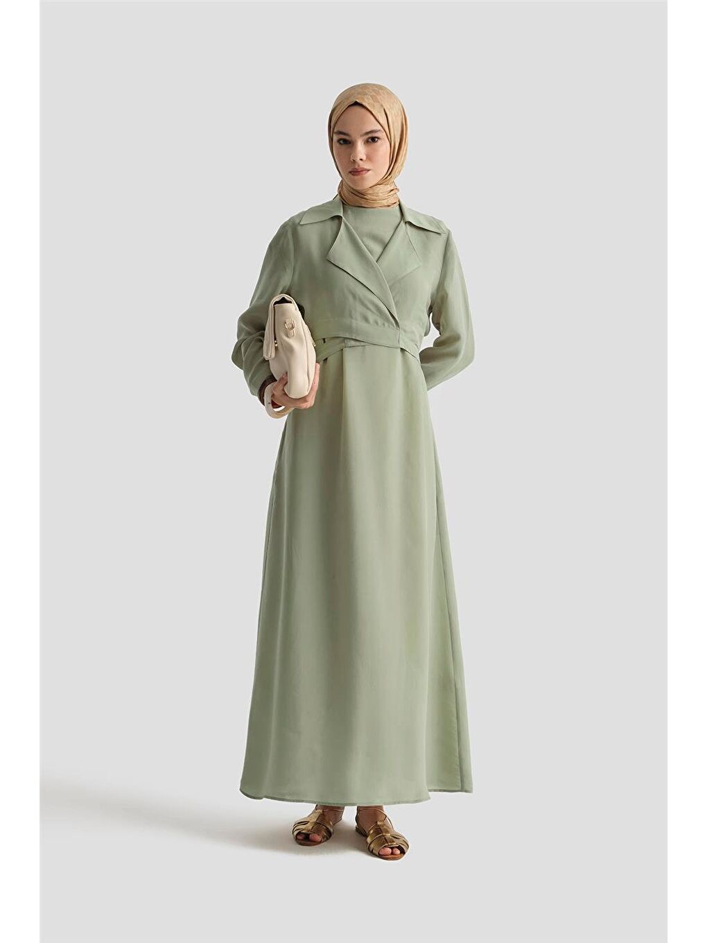 Yeşil Bluz Elbiseli Takım 25Y6009 Çağla-1