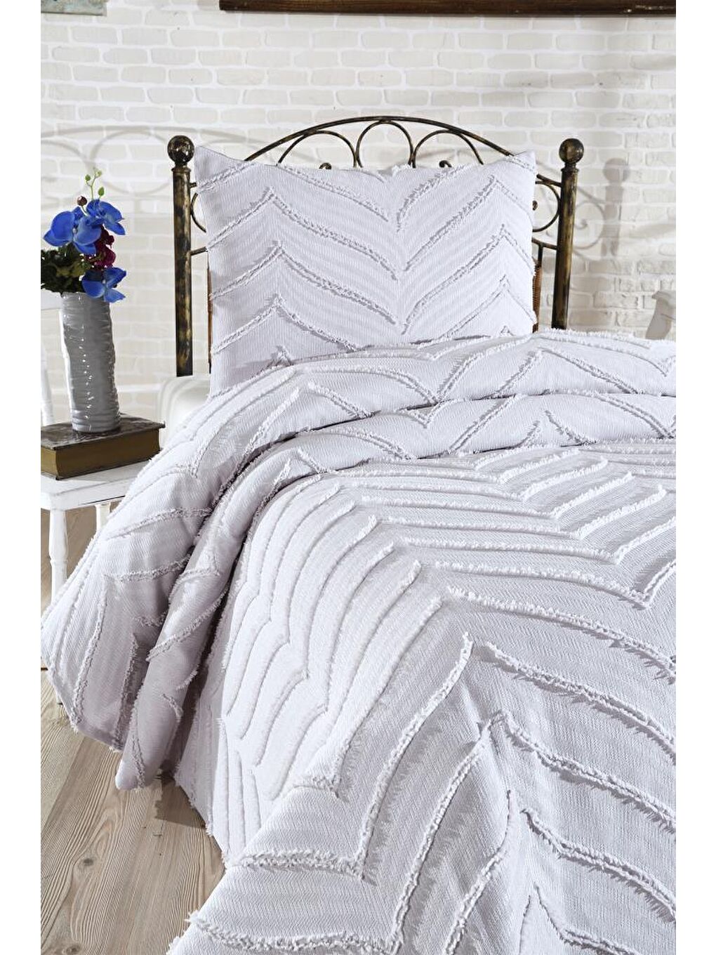 Sementina 2 Parça Tek Kişilik Pike Takımı Gri-1