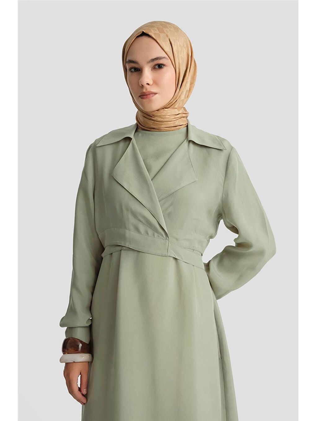 Yeşil Bluz Elbiseli Takım 25Y6009 Çağla-2