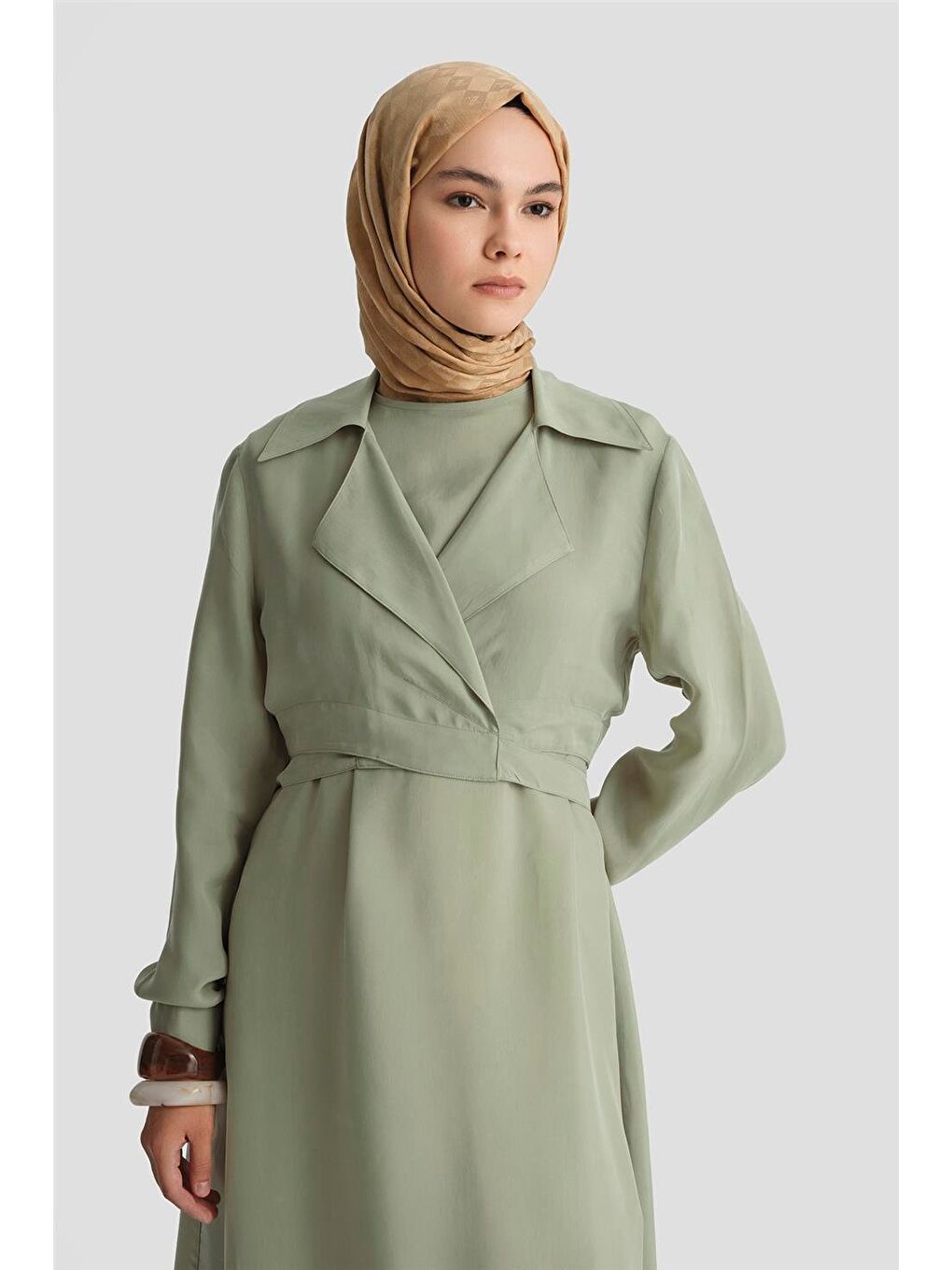 Yeşil Bluz Elbiseli Takım 25Y6009 Çağla-3