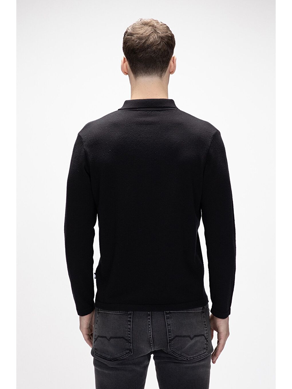 Kuger Siyah Polo Yaka Erkek Triko Kazak-2