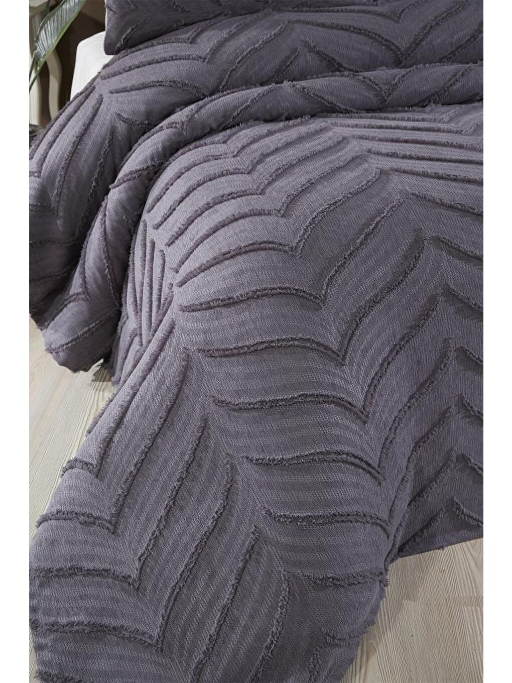 Sementina 3 Parça Çift Kişilik Pike Takımı Antrasit-2