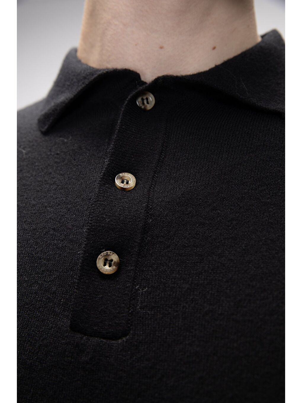 Kuger Siyah Polo Yaka Erkek Triko Kazak-5