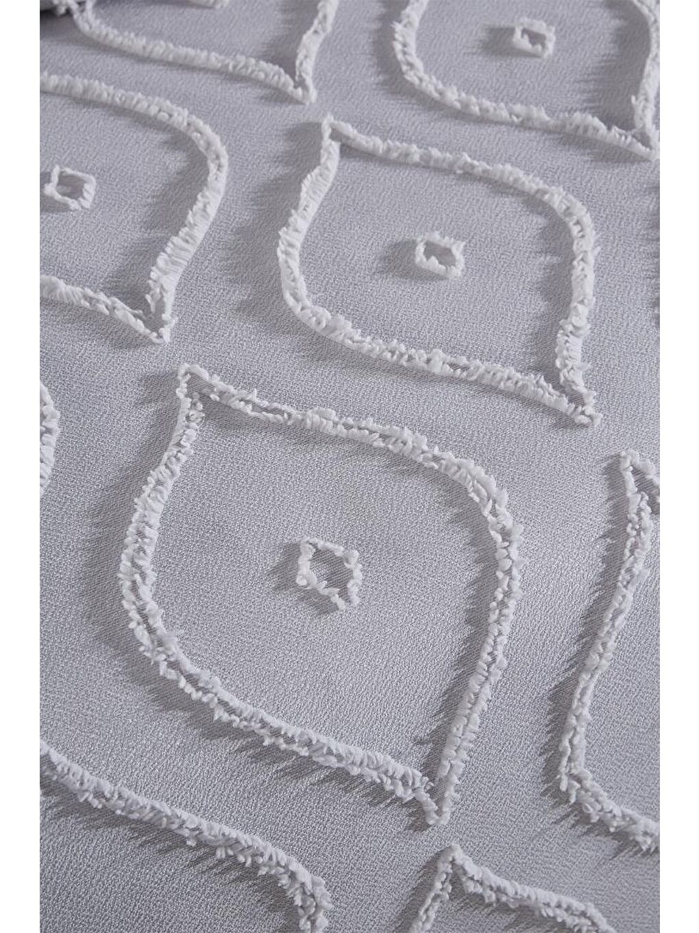 Pirot 3 Parça Çift Kişilik Pike Takımı Gri-2