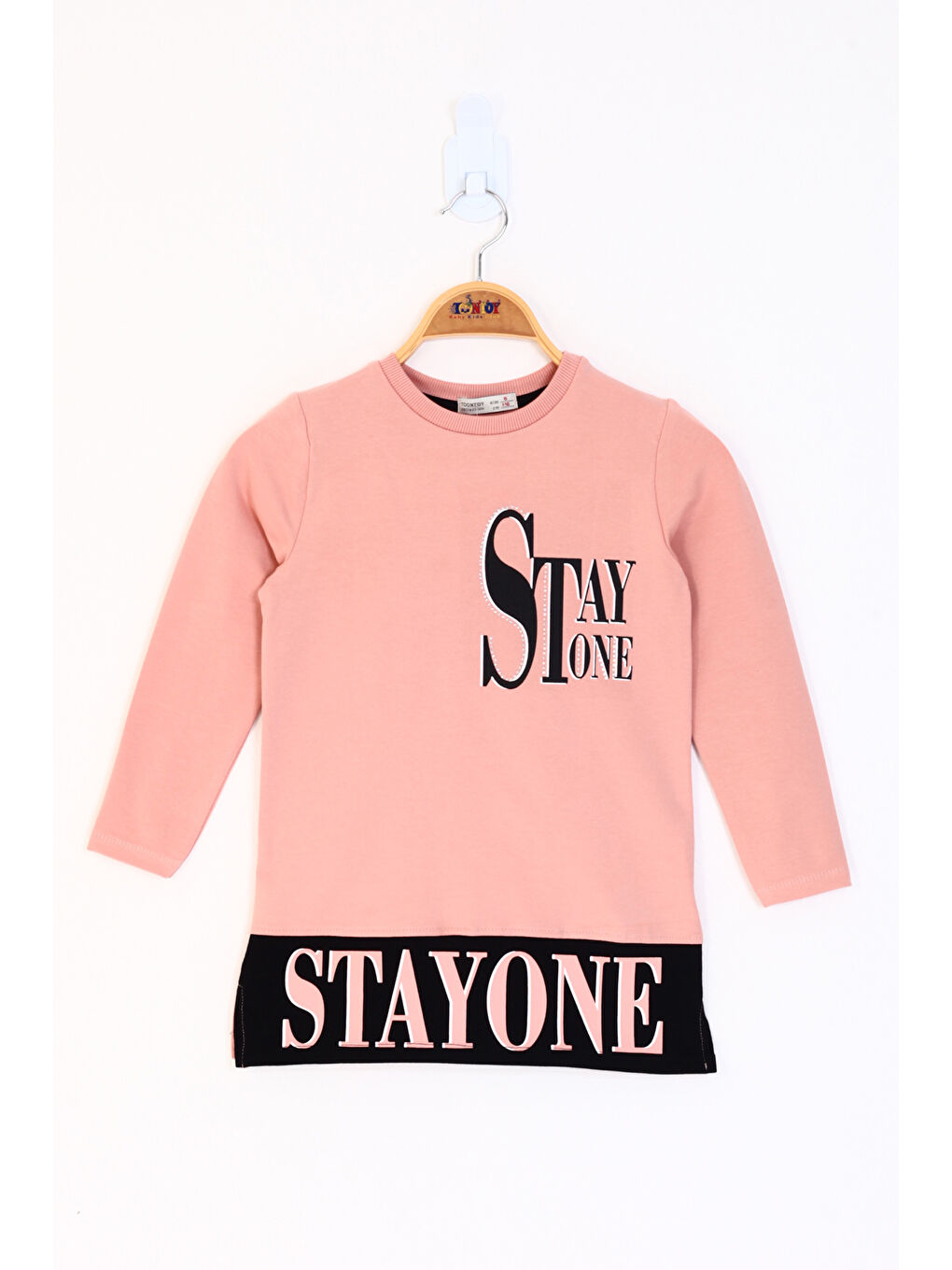 Pembe Kız Çocuk Stay One Baskılı Tişört-1
