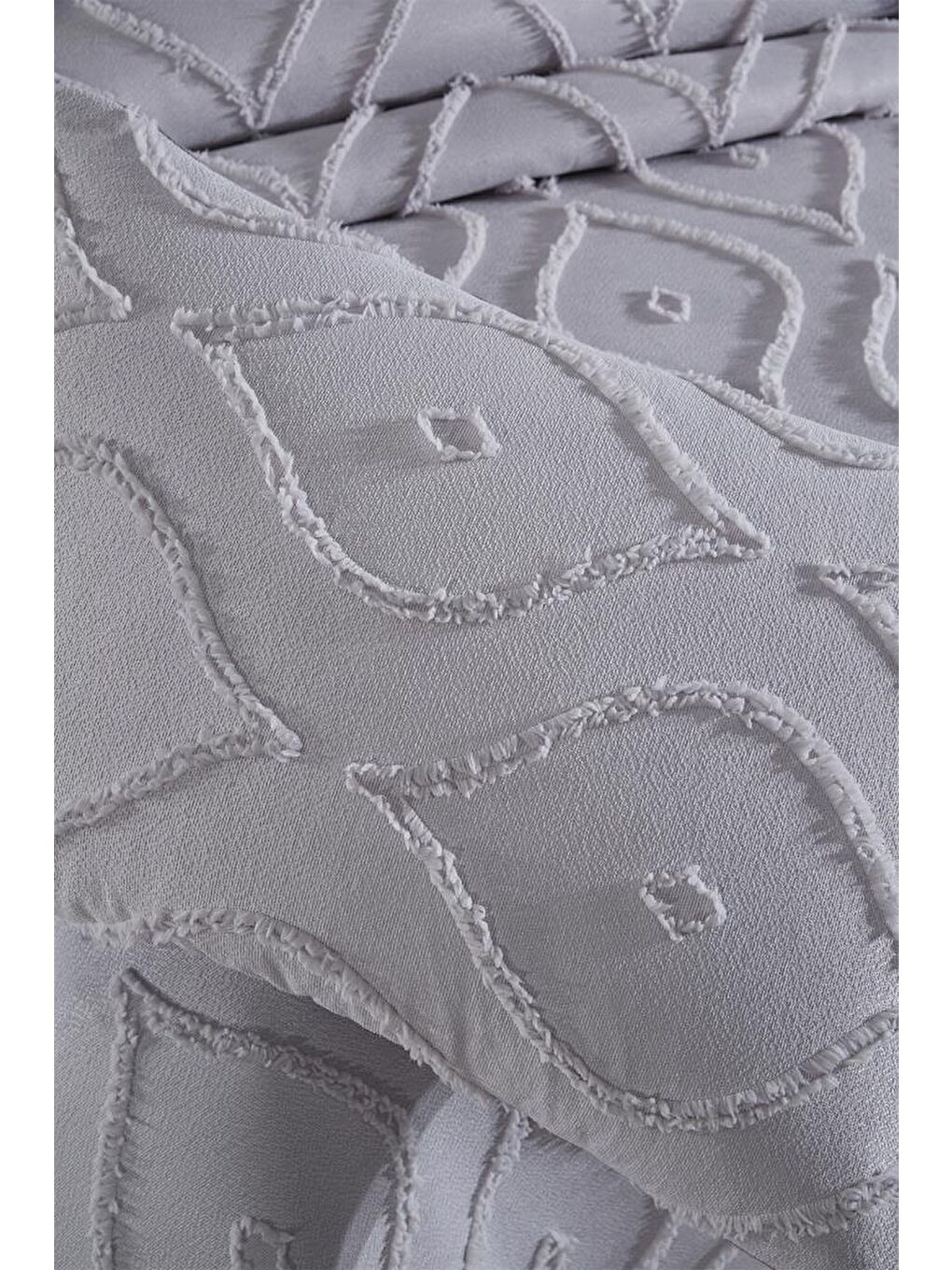 Pirot 3 Parça Çift Kişilik Pike Takımı Gri-4