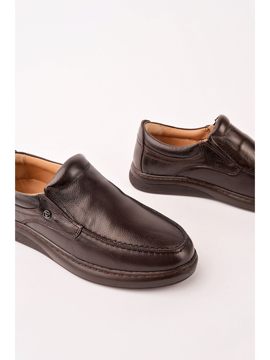 Kahverengi LEGACY Hakiki Deri Bağcıksız Rahat Taban Erkek Günlük Klasik Casual Ayakkabı-4