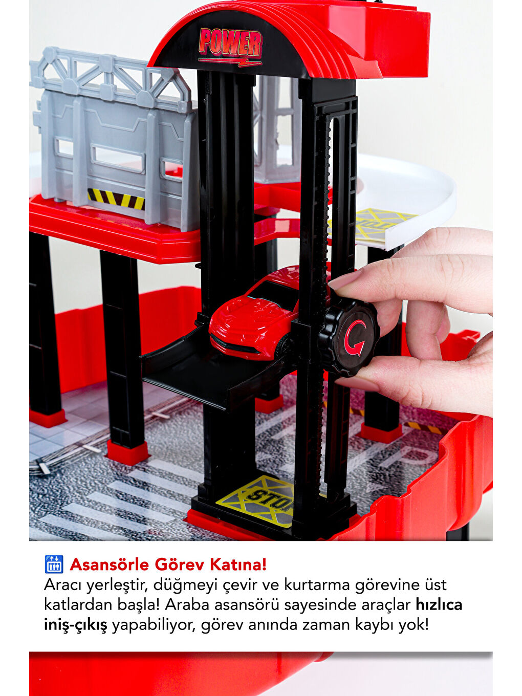 48 Parça İtfaiye Oyuncak Seti - Sırt Çantalı Asansörlü Araba Garaj Helikopter Pisti Oyun Seti-3