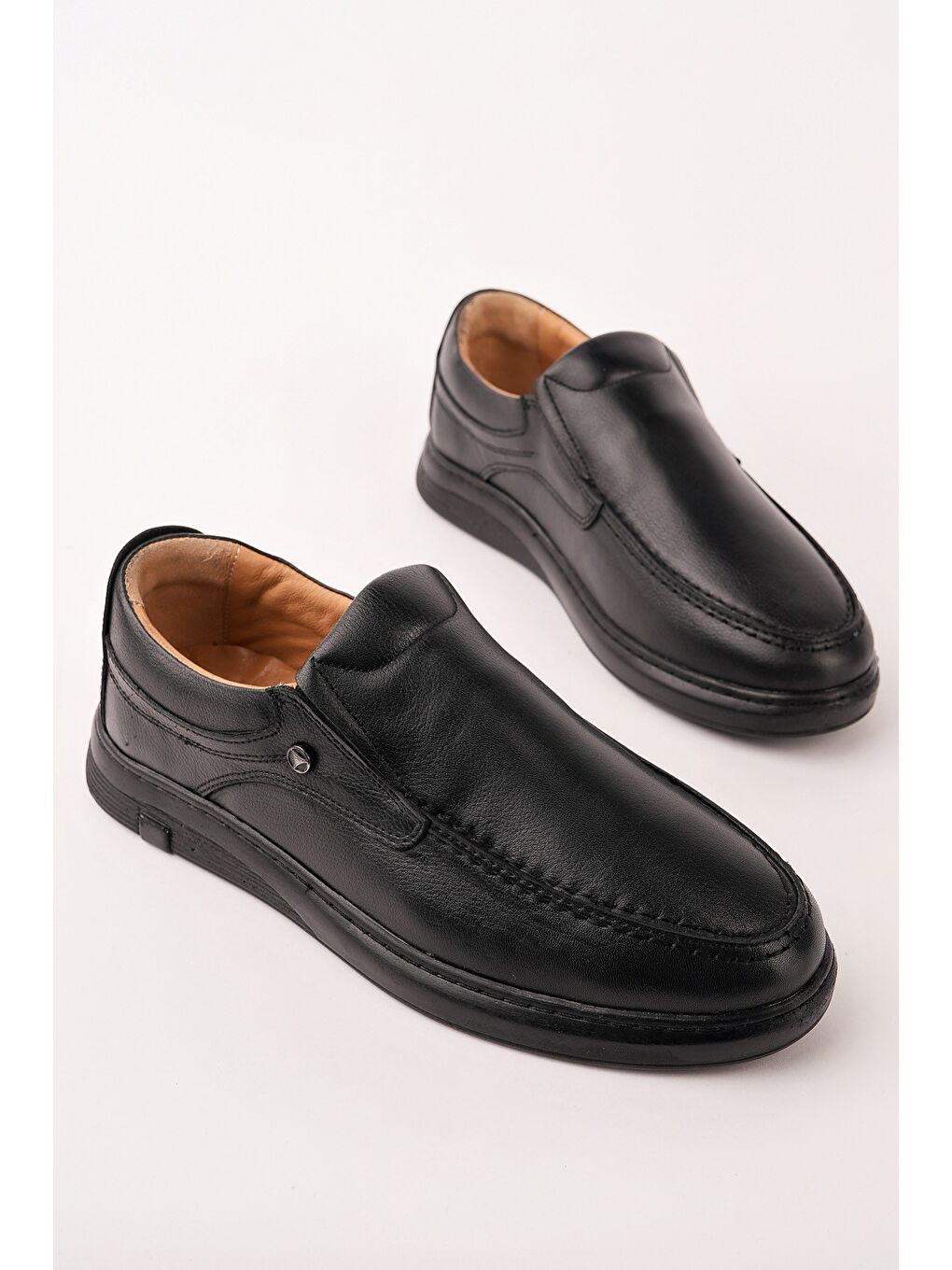 Siyah LEGACY Hakiki Deri Bağcıksız Rahat Taban Erkek Günlük Klasik Casual Ayakkabı