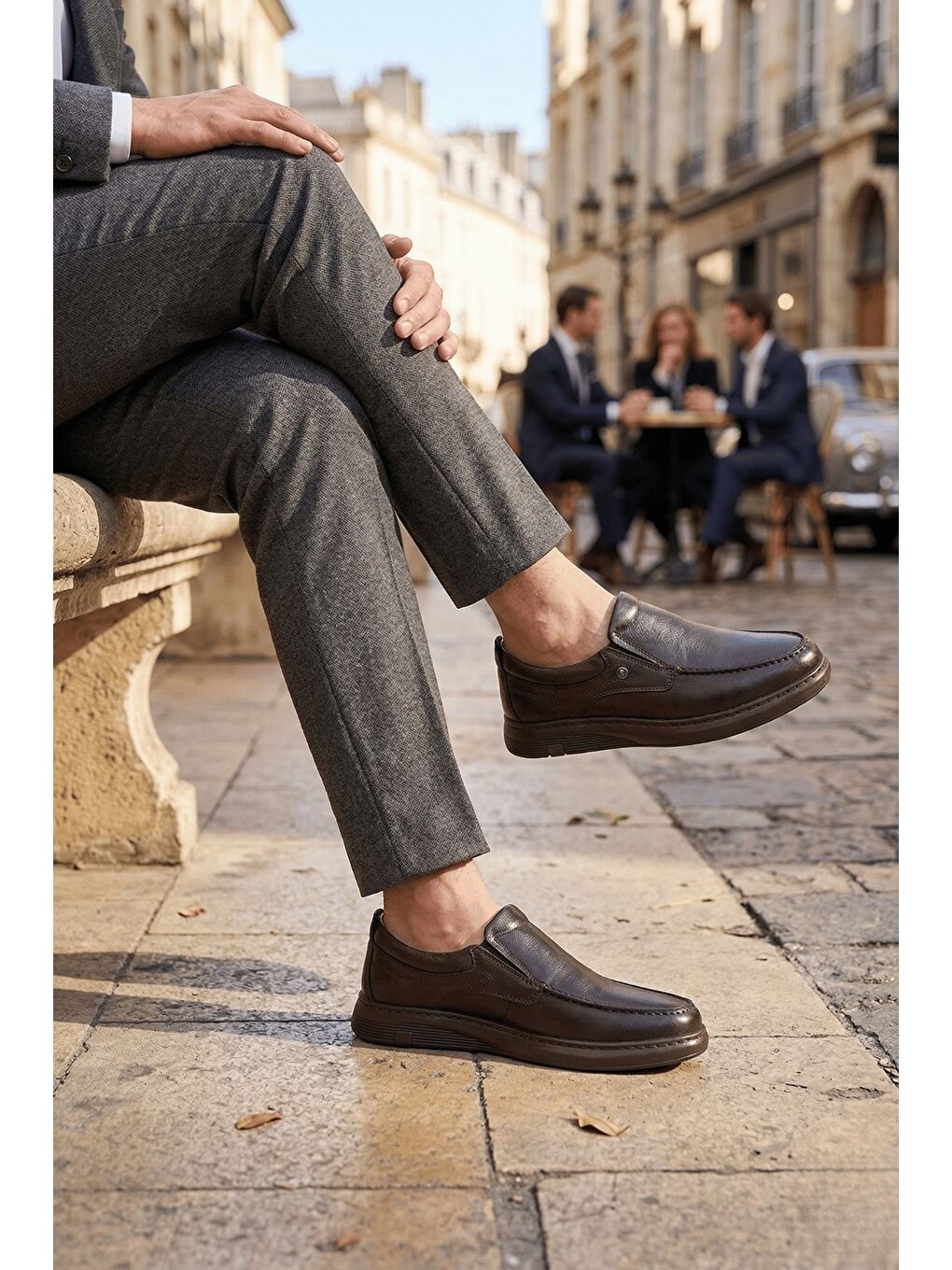 Kahverengi LEGACY Hakiki Deri Bağcıksız Rahat Taban Erkek Günlük Klasik Casual Ayakkabı-5