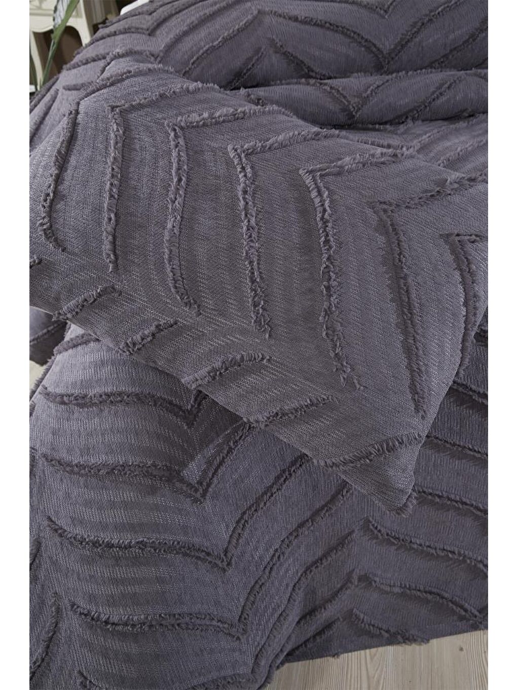 Sementina 3 Parça Çift Kişilik Pike Takımı Antrasit-5