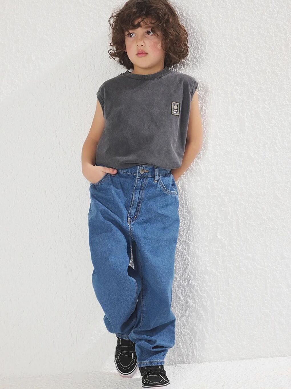 Mavi Erkek Çocuk Balon Fit %100 Pamuk Lastikli Denim Jean Pantolon-1