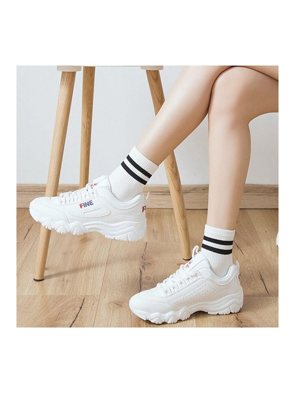 Karışık Unisex Beyaz Pamuk Ekonomik Desenli Tenis Çorap  8 Çift-4