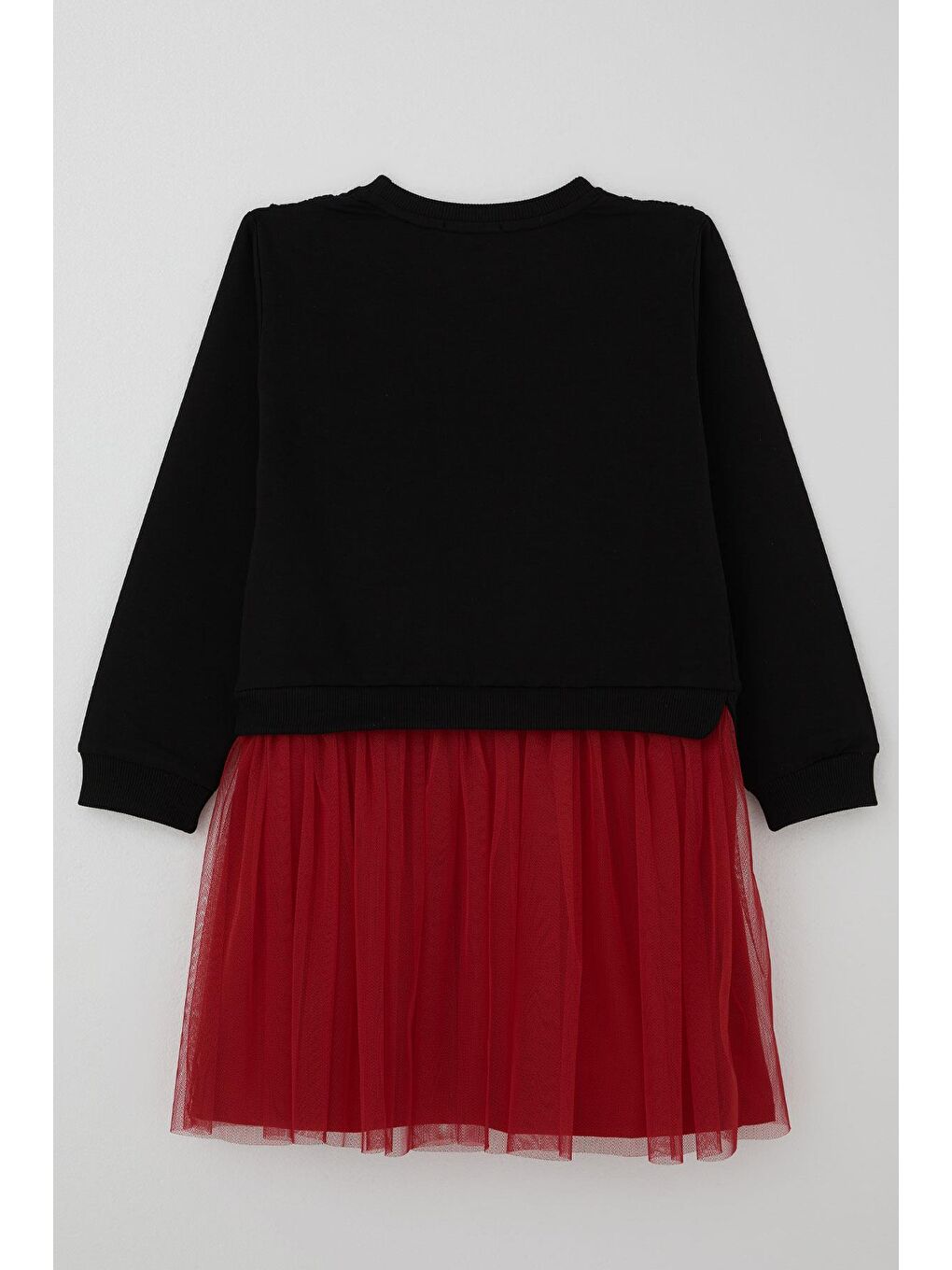 Kız Çocuk Uzun Kollu Elbise Nakış Güpürlü Tüllü Siyah (3-8 Yaş)-1