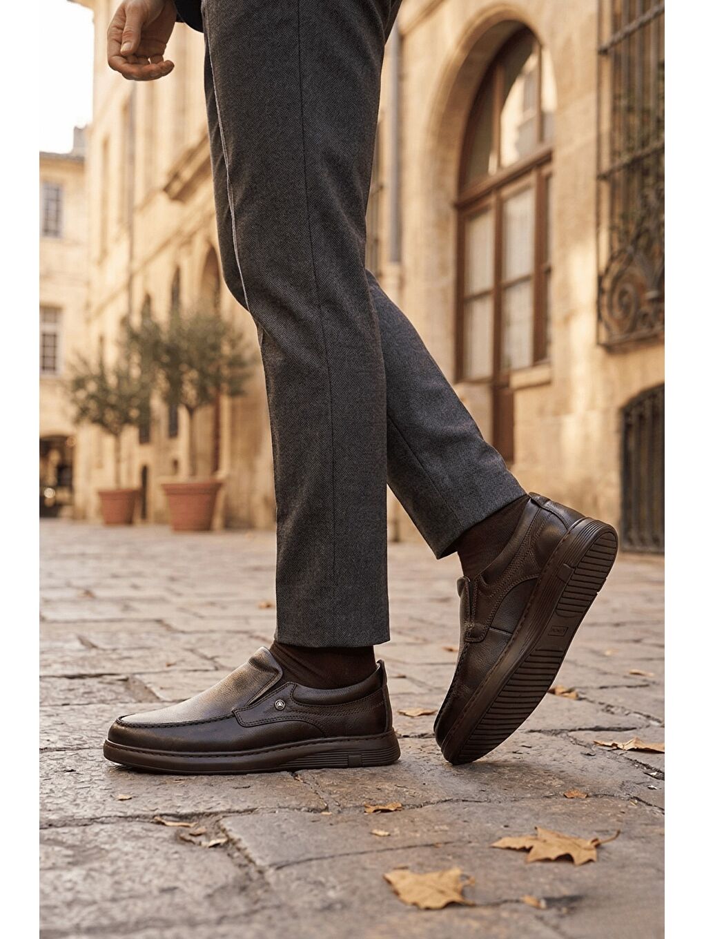 Kahverengi LEGACY Hakiki Deri Bağcıksız Rahat Taban Erkek Günlük Klasik Casual Ayakkabı-6