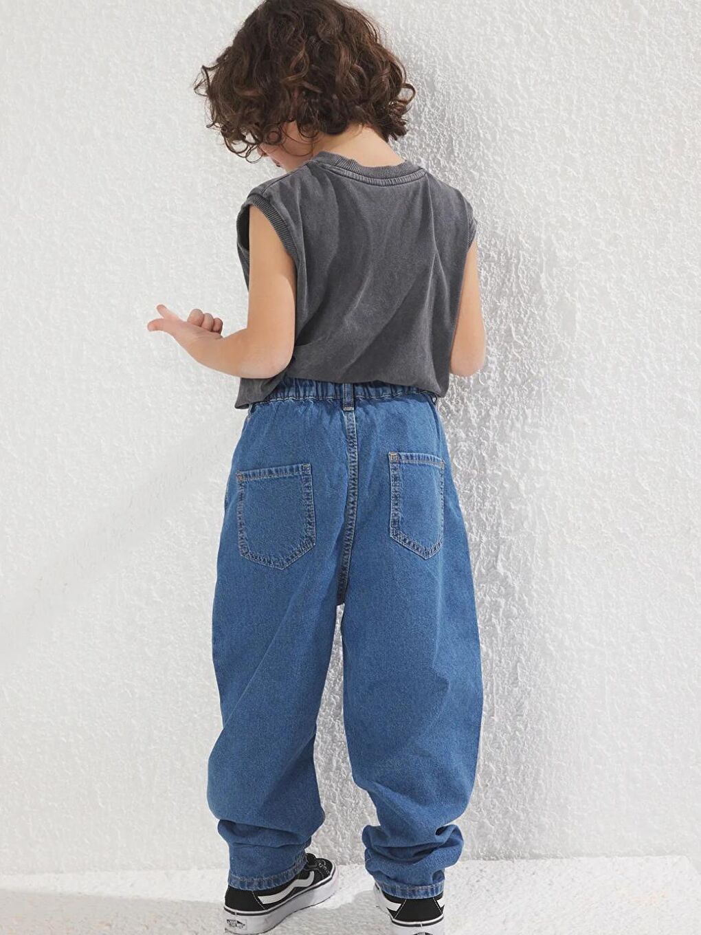 Mavi Erkek Çocuk Balon Fit %100 Pamuk Lastikli Denim Jean Pantolon-2