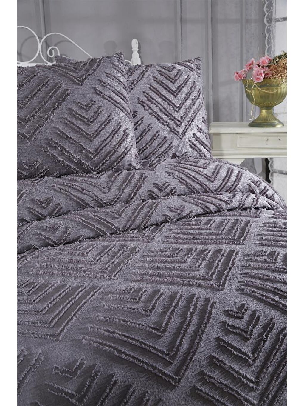 Pine 3 Parça Çift Kişilik Pike Takımı Antrasit-2