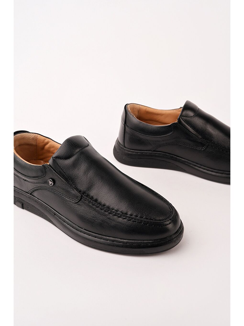 Siyah LEGACY Hakiki Deri Bağcıksız Rahat Taban Erkek Günlük Klasik Casual Ayakkabı-1