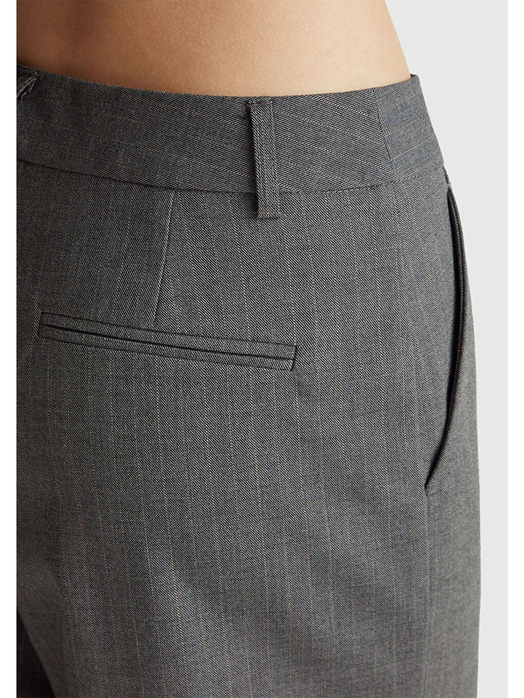 Kadın Koyu Gri  Viskoz Karışımlı Cepli Bol Paça Pantolon-5