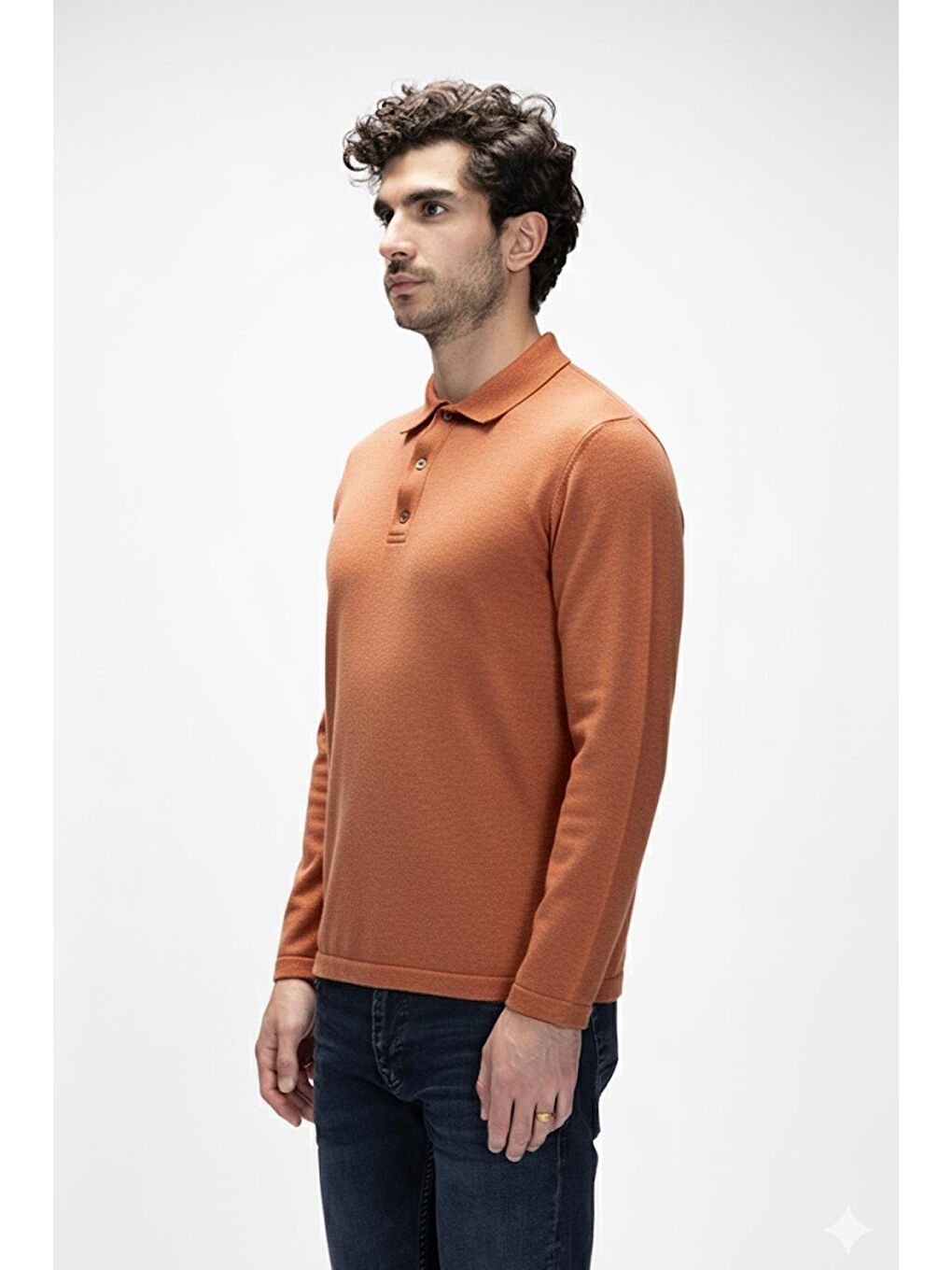 Kahverengi Kuger Tarçın Polo Yaka Erkek Triko Kazak-1