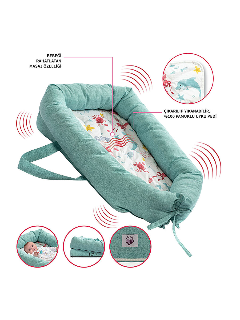 Masajlı Relax Pilli Bebek Reflü Yatağı-1