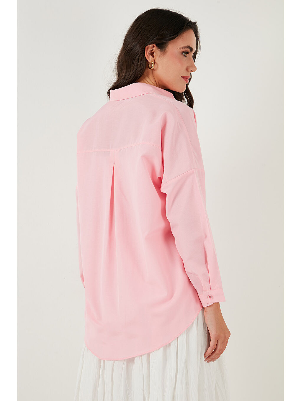 Pembe Pamuk Karışımlı Regular Fit Kadın Gömlek 6772418-6