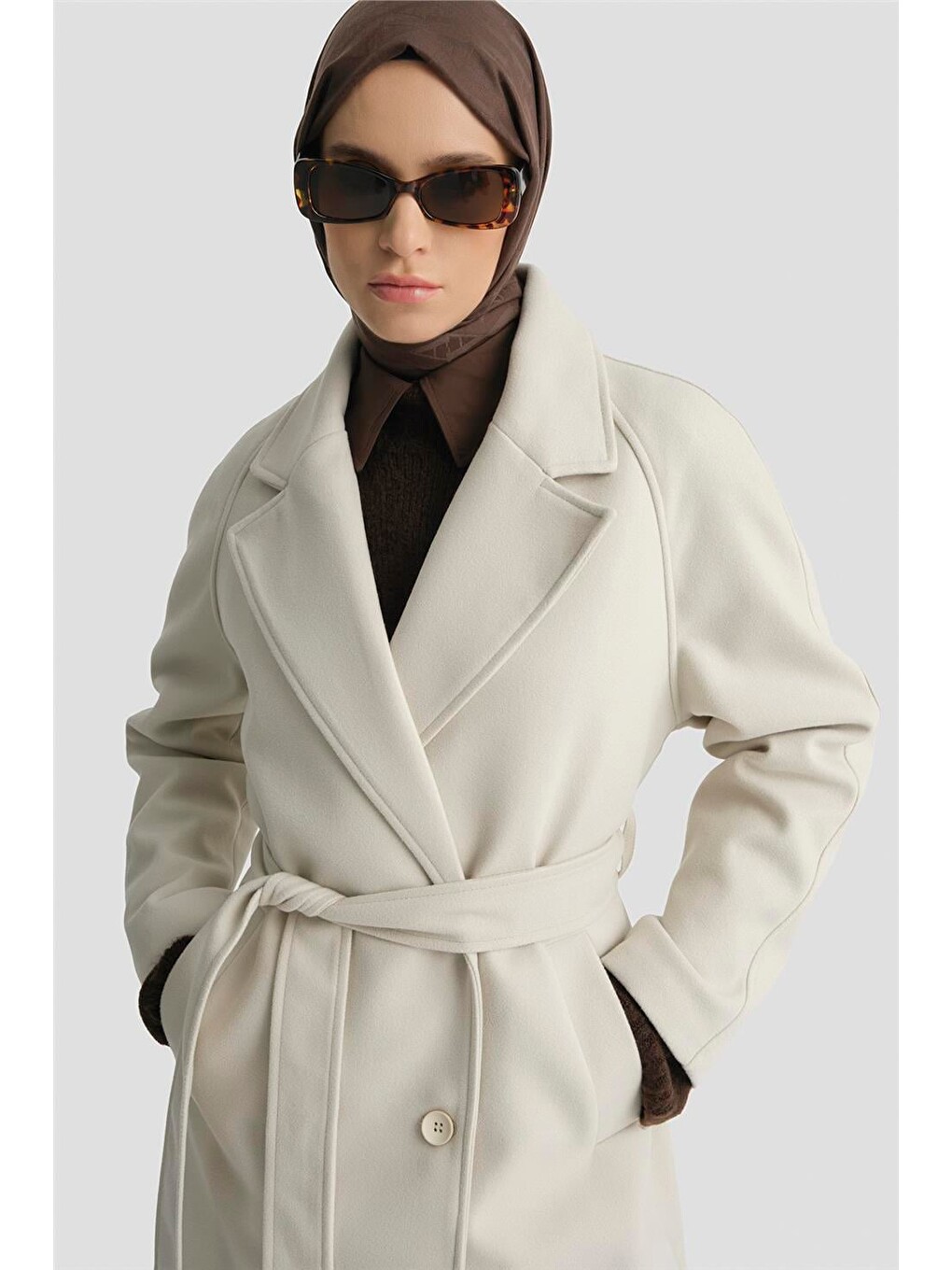 Ekru Kaşe Kaban 25Kd2601 Krem-4