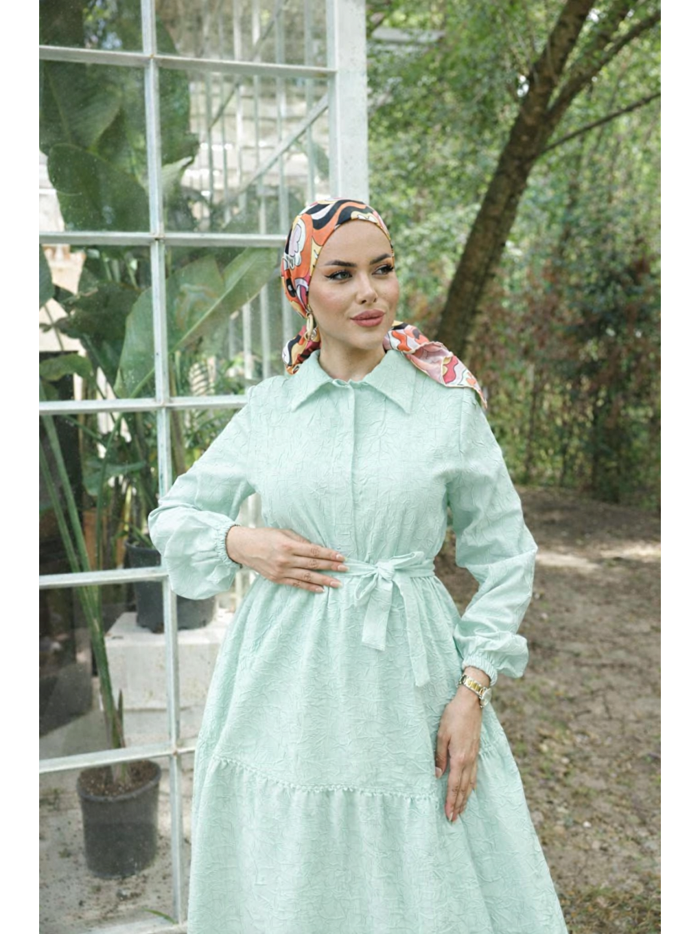 Mavi Kadın Trend Terikoton Mint Uzun Elbise