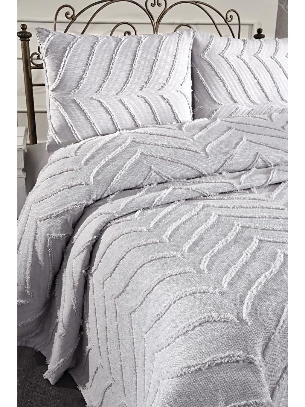 Sementina 3 Parça Çift Kişilik Pike Takımı Gri-1