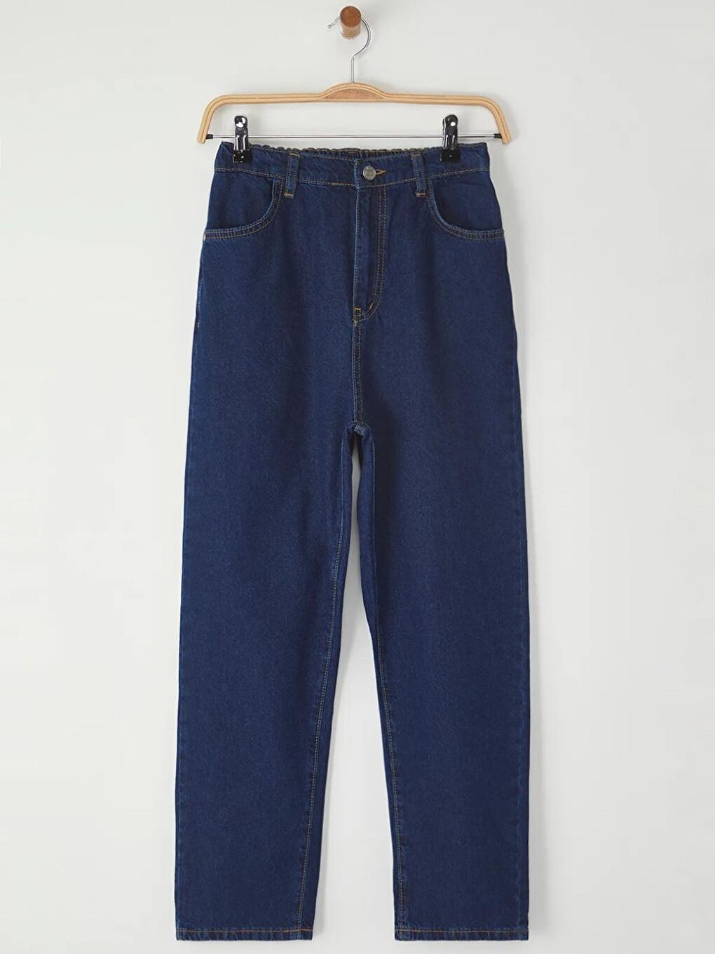 Koyu Lacivert Erkek Çocuk Balon Fit %100 Pamuk Lastikli Denim Jean Pantolon-2