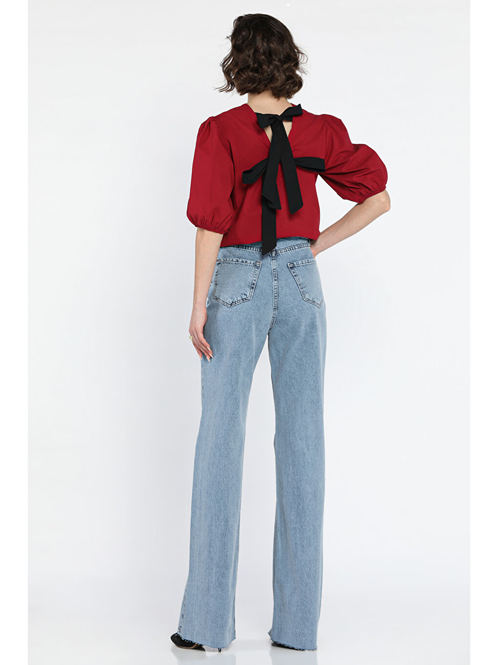 Mavi Kesik Paça Kadın Mom Jean Pantolon-2