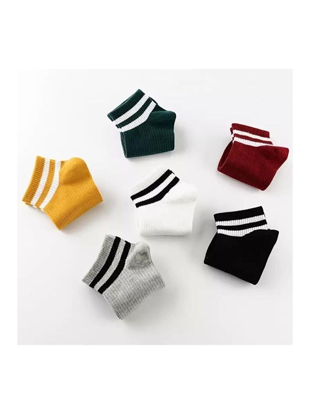Karışık Unisex 6 Çift Pamuk Çizgili Patik Çorap Extra Rahat-1