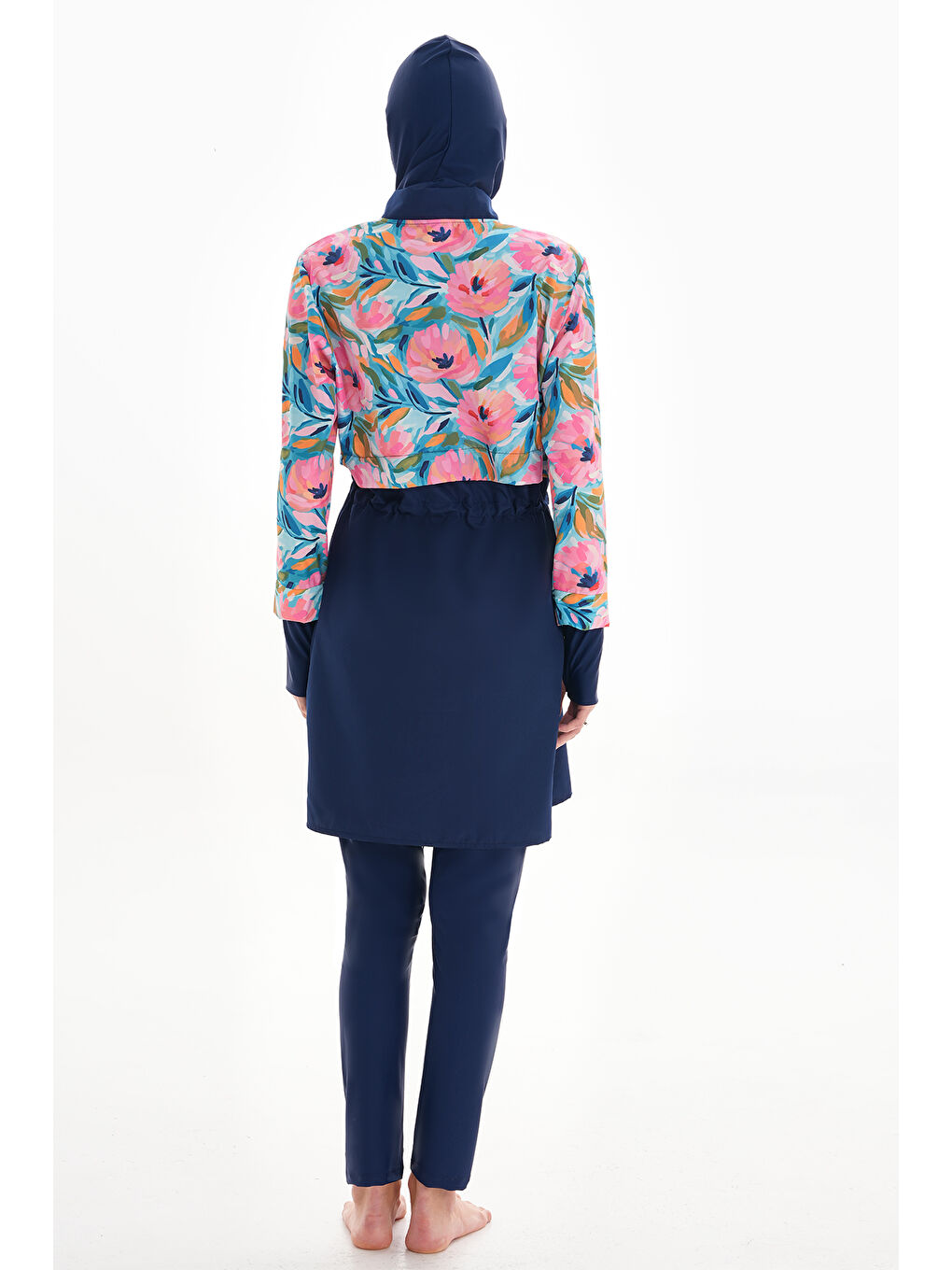 Lacivert Tam Kapalı Tesettür Mayo 2322 Pera Bahçe-2