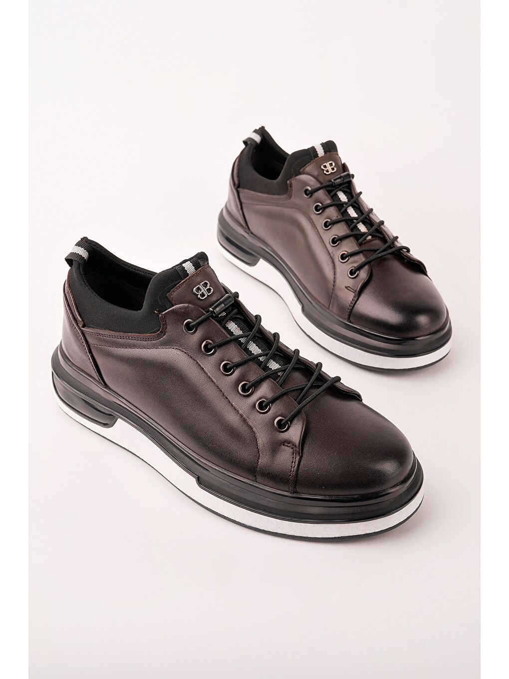 Kahverengi REİD Hakiki Deri Erkek Kalın Taban Bağcıklı Günlük Casual Sneaker-1