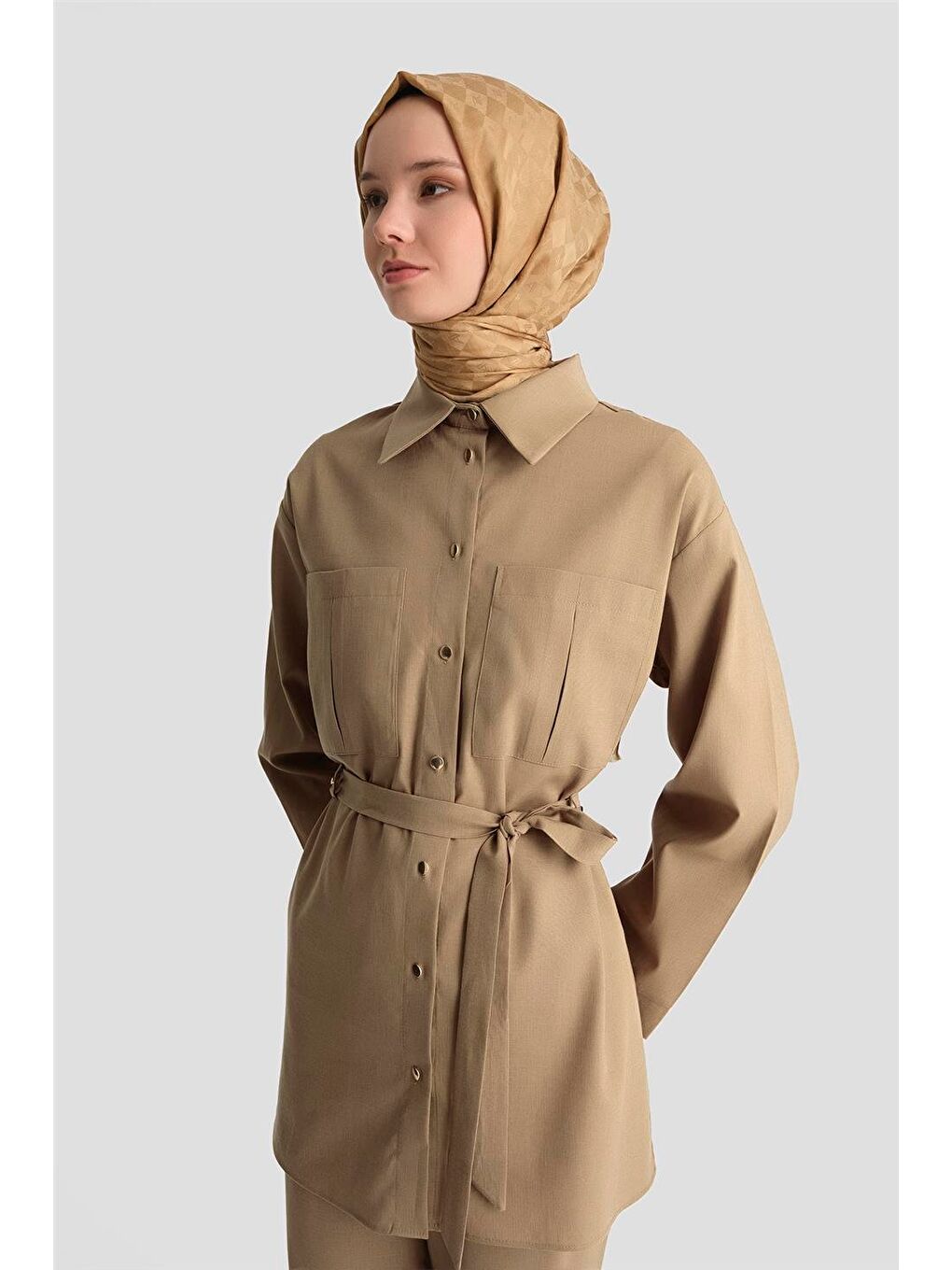 Bej Keten Takım 25Yd9157 Vizon-2