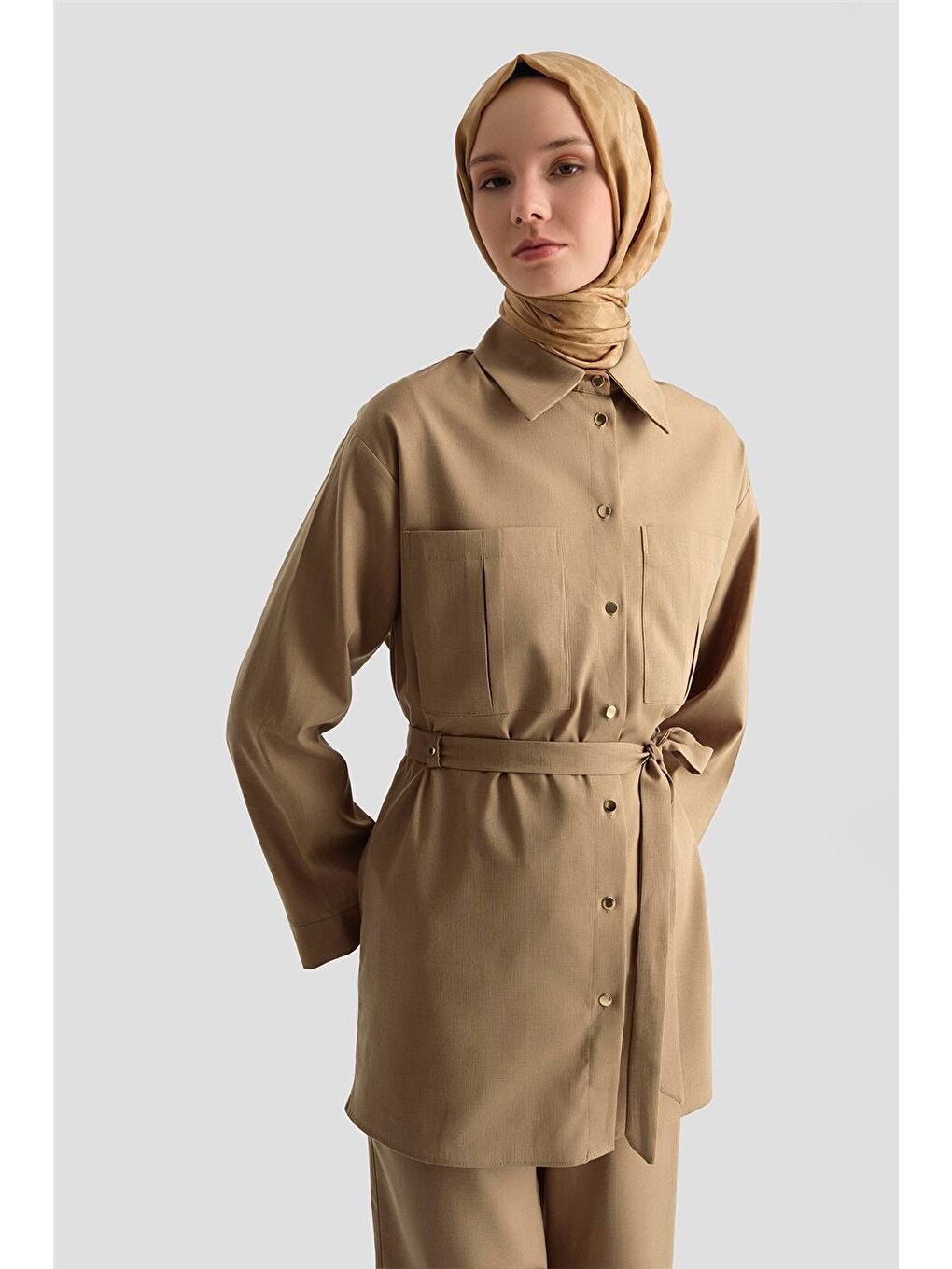 Bej Keten Takım 25Yd9157 Vizon-3