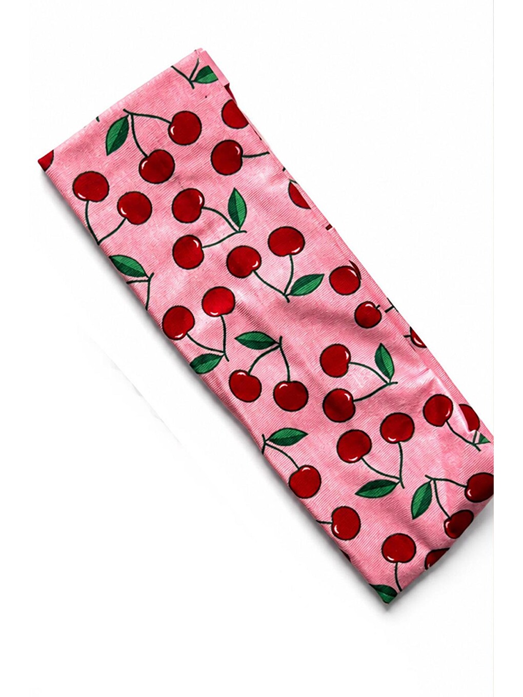Pembe Kiraz Desenli Jersey Saç Bandı