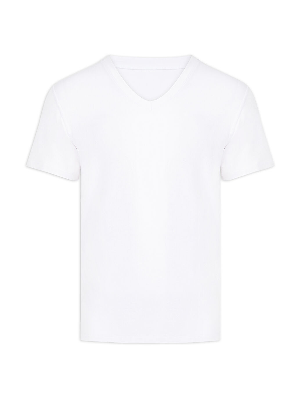 Beyaz Bambu Erkek V Yaka Tişört BEYAZ-1