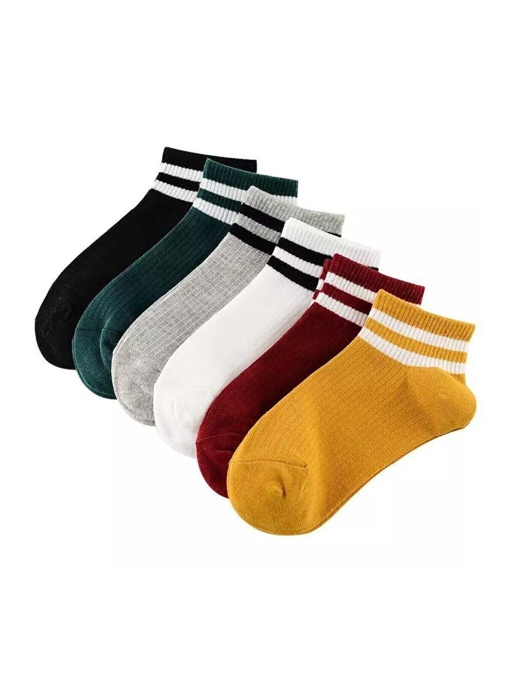 Karışık Unisex 6 Çift Pamuk Çizgili Patik Çorap Extra Rahat-2