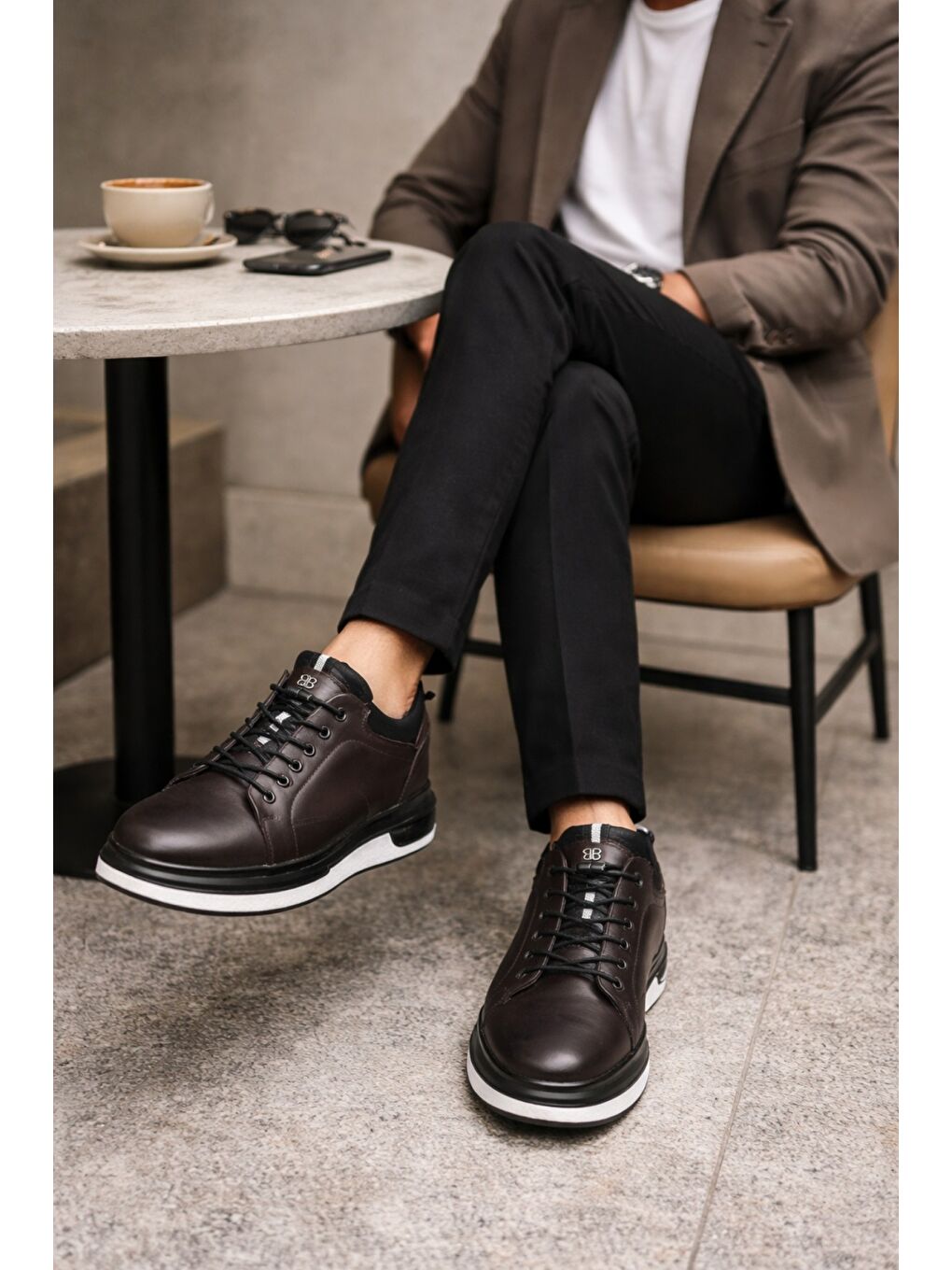 Kahverengi REİD Hakiki Deri Erkek Kalın Taban Bağcıklı Günlük Casual Sneaker-4