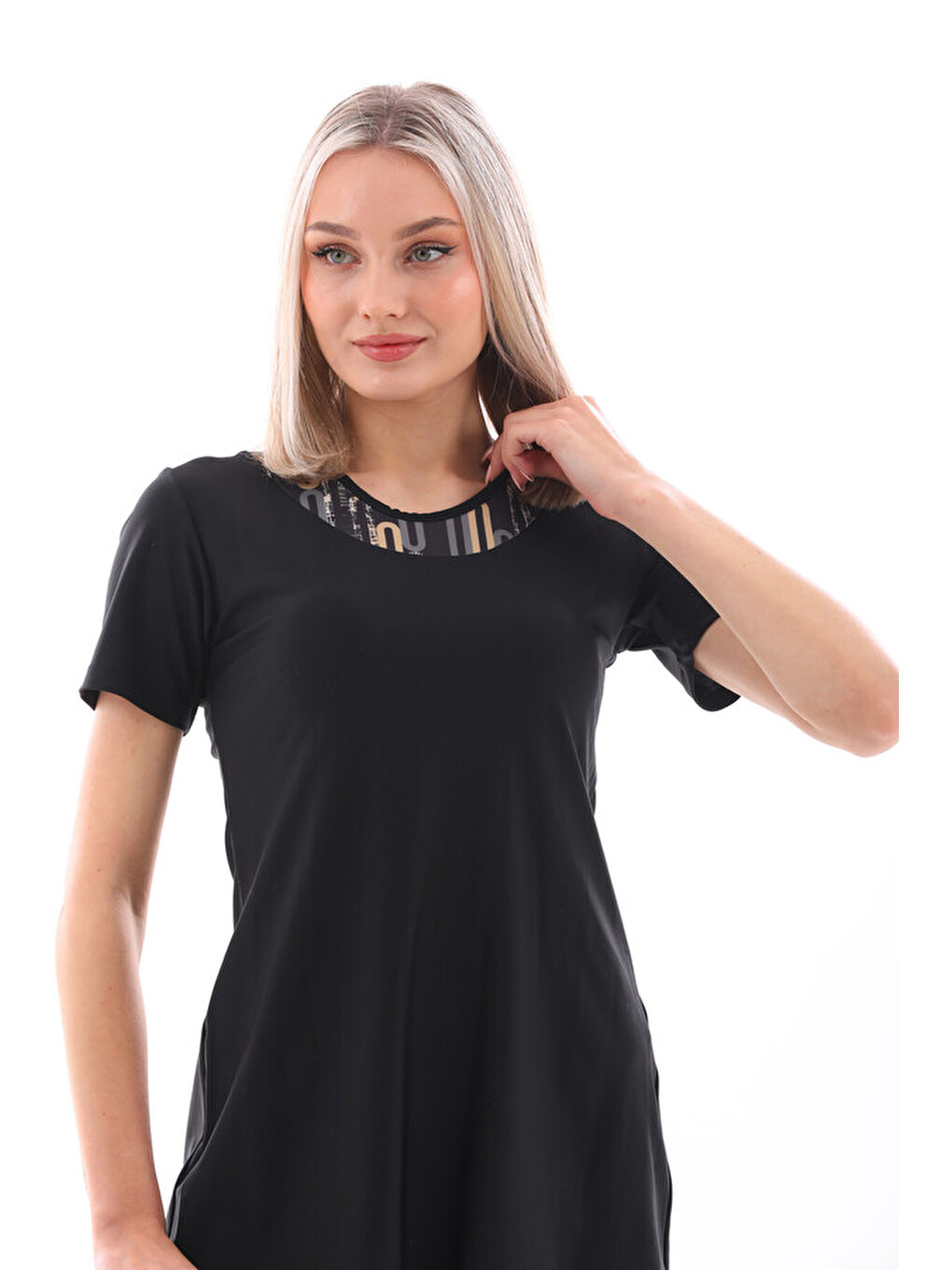 Elastanlı Yarı Kapalı Mayo 2416 Amber Siyah-3