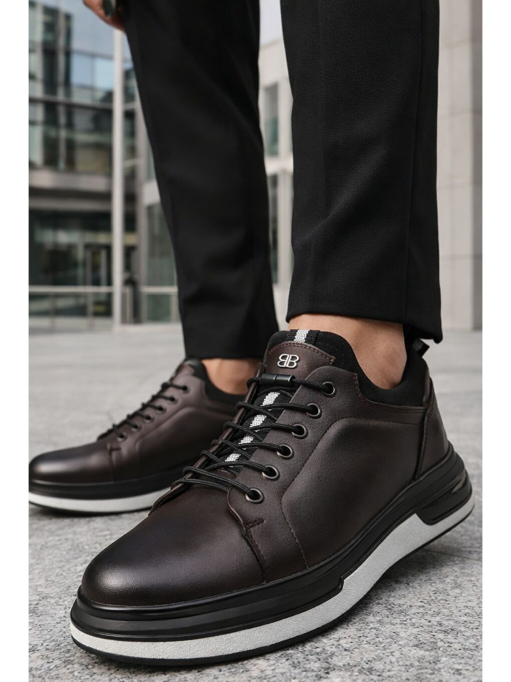 Kahverengi REİD Hakiki Deri Erkek Kalın Taban Bağcıklı Günlük Casual Sneaker-6