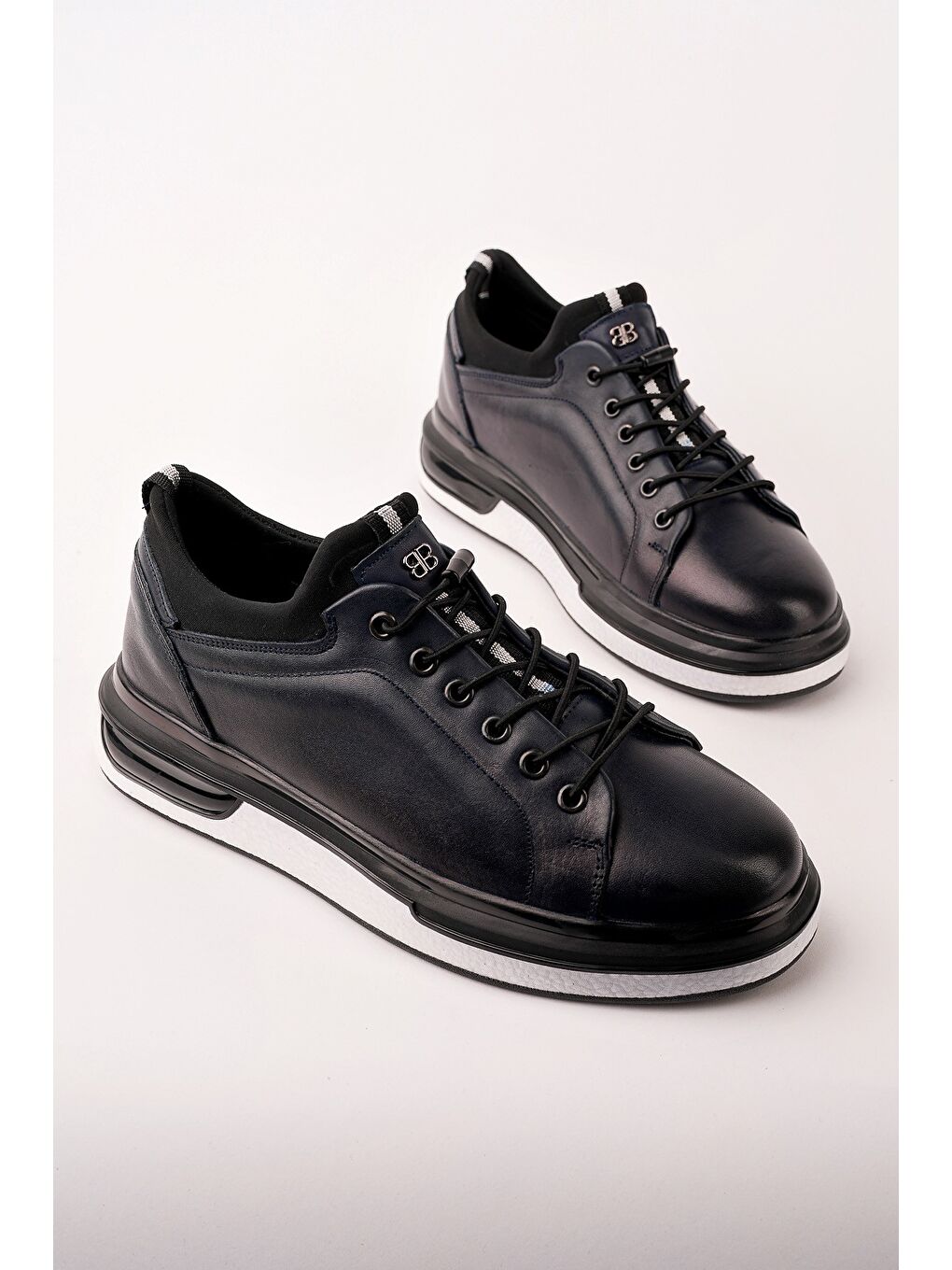 Lacivert REİD Hakiki Deri Erkek Kalın Taban Bağcıklı Günlük Casual Sneaker-1