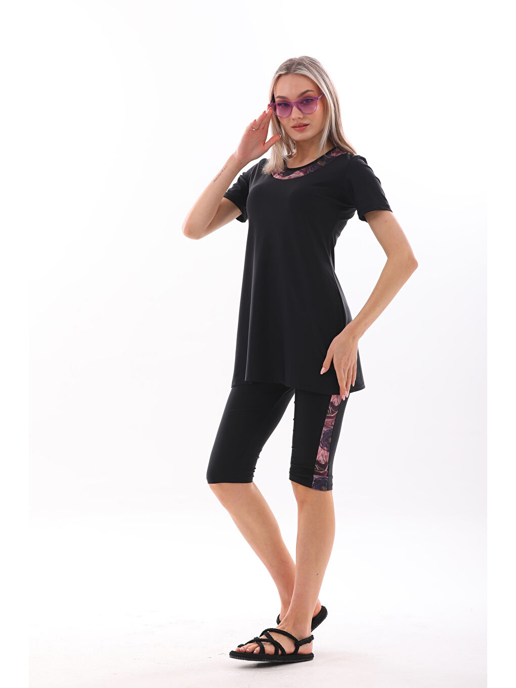 Elastanlı Yarı Kapalı Mayo 2416 Amber Mor-3