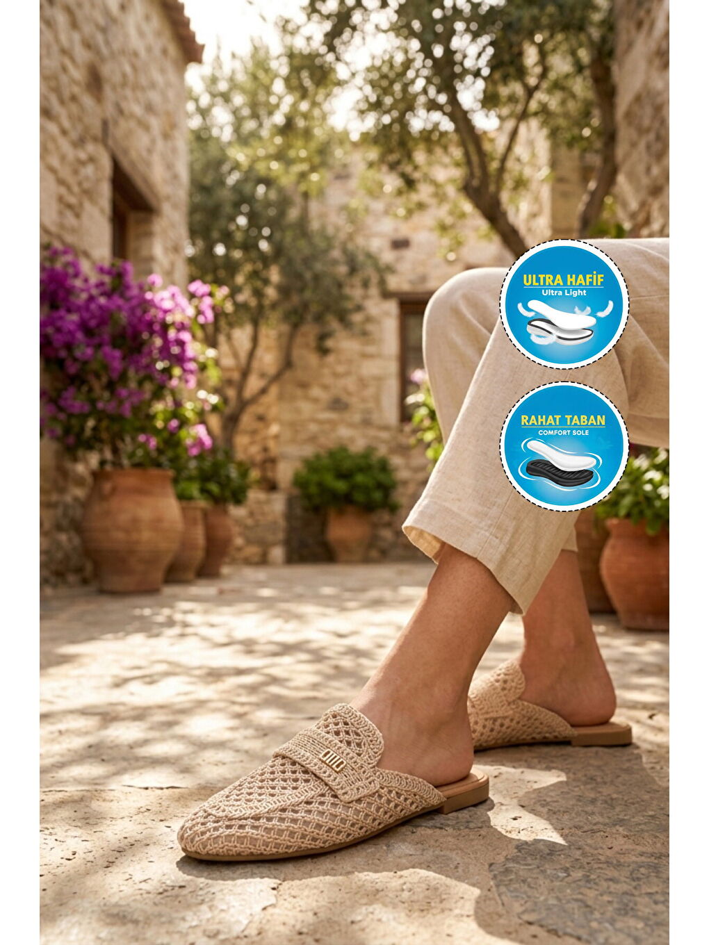 Bej Triko Hafif Önü Kapalı Kadın Terlik 335391 Z-2