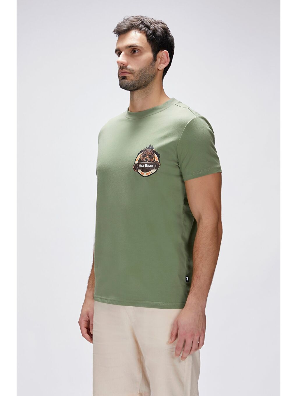 Flint Yeşil Erkek Baskılı Tişört-1