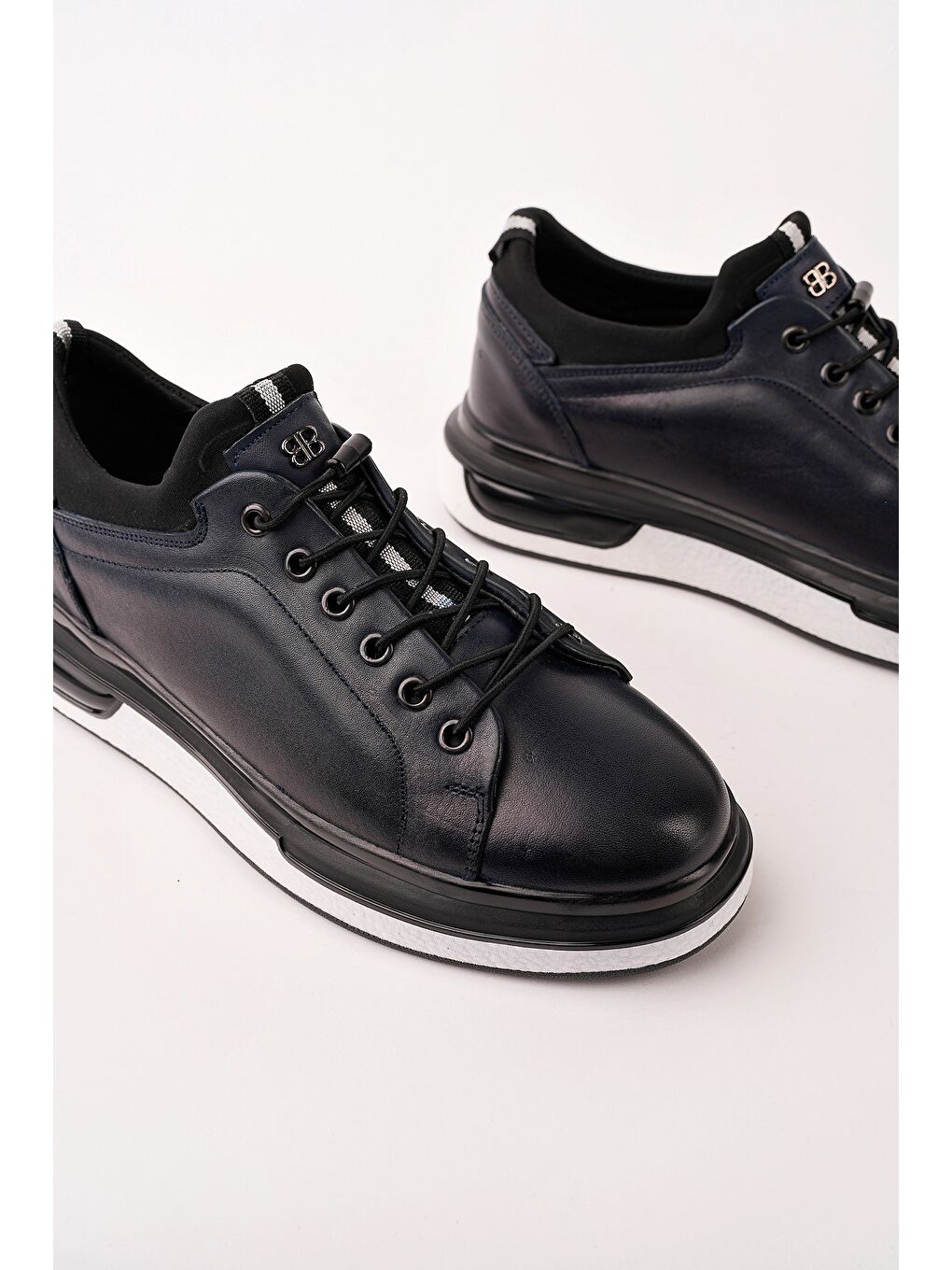 Lacivert REİD Hakiki Deri Erkek Kalın Taban Bağcıklı Günlük Casual Sneaker-2