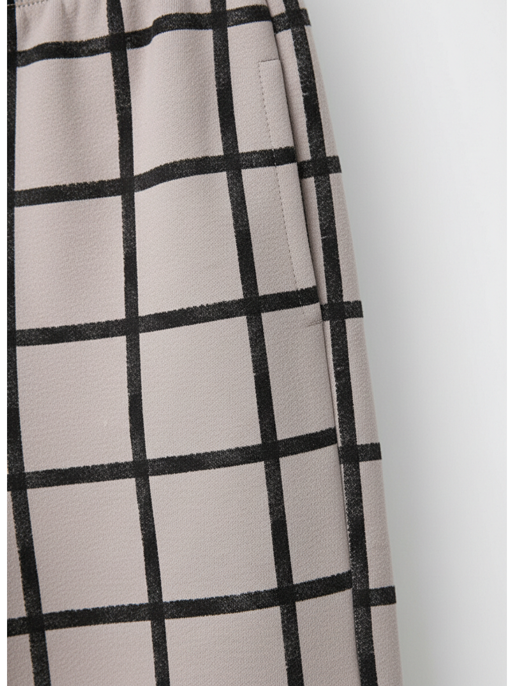 Karışık Unisex Çocuk Pamuklu Gri Siyah Kareli Eşofman Altı-2