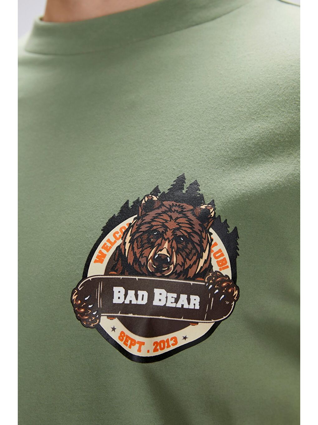 Flint Yeşil Erkek Baskılı Tişört-3